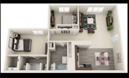 Two Bedroom / Two Bath - 996 Sq.Ft.*